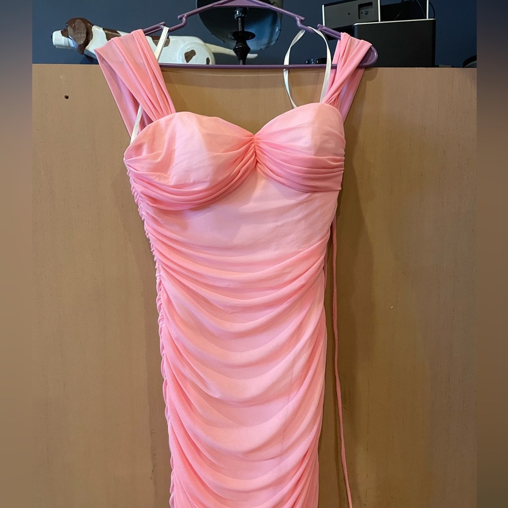 Elegant Pink Ruched Dress